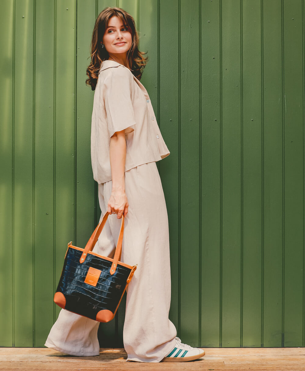 Small Tote - Black Croc - Will Bees Bespoke