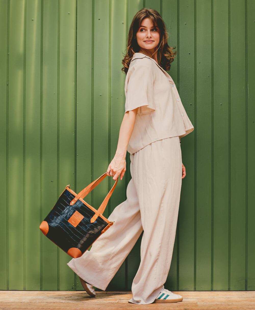 Small Tote - Black Croc - Will Bees Bespoke