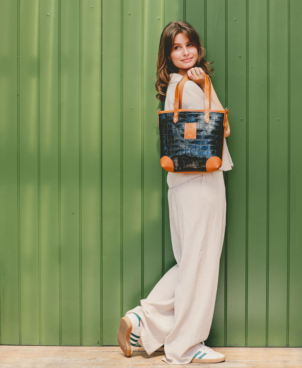 Small Tote - Black Croc - Will Bees Bespoke