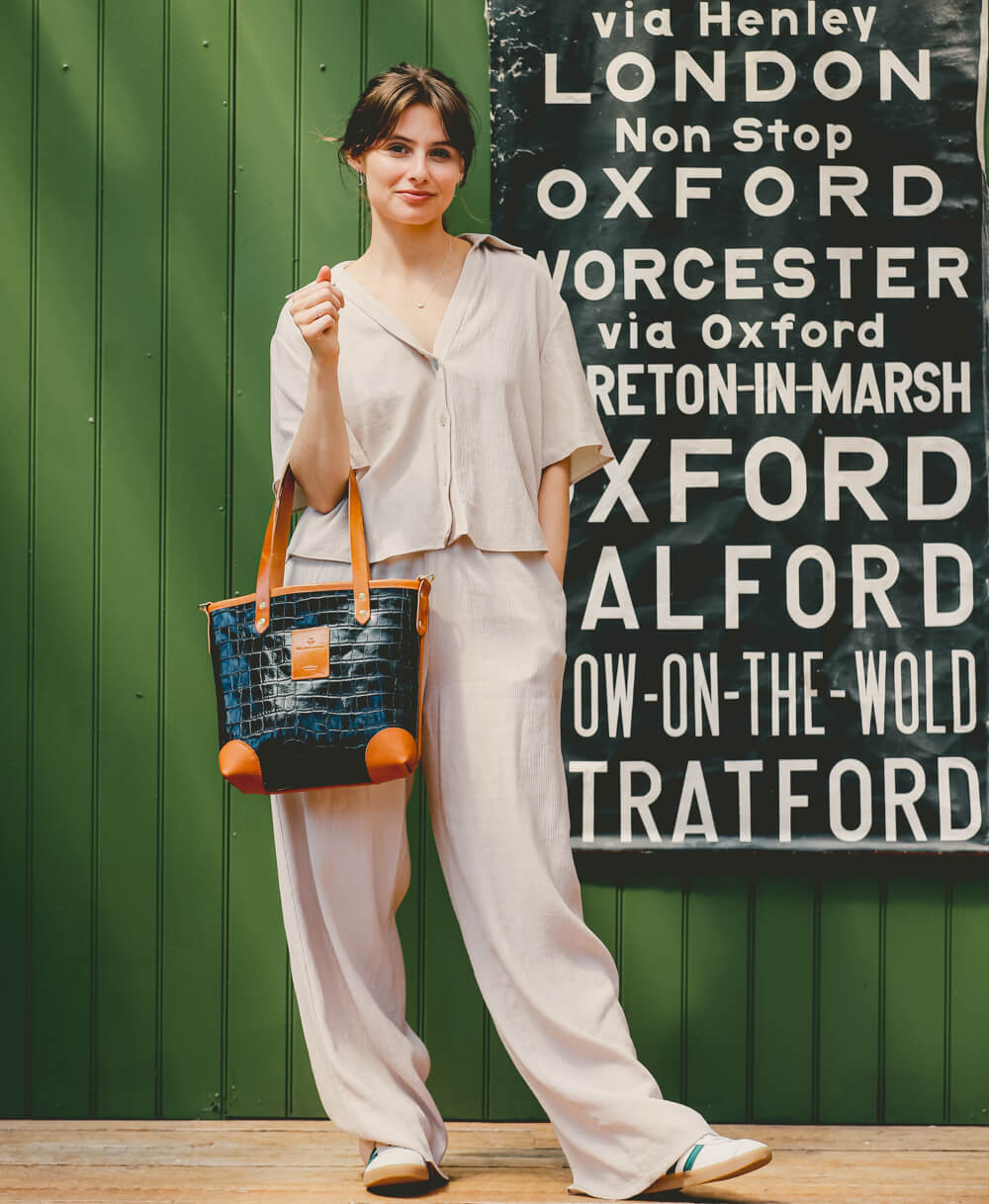 Small Tote - Black Croc - Will Bees Bespoke