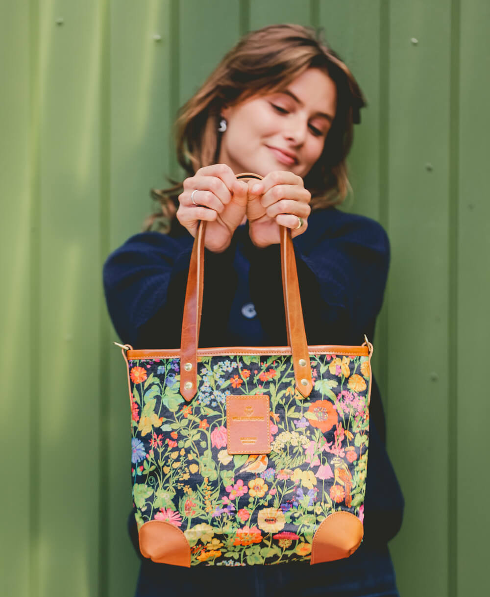 Small Tote - Woven Meadow in Bramble - Will Bees Bespoke