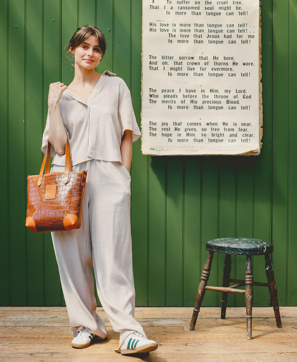 Small Tote - Tan Croc - Will Bees Bespoke