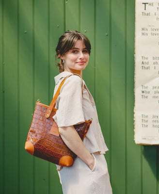 Small Tote - Tan Croc - Will Bees Bespoke