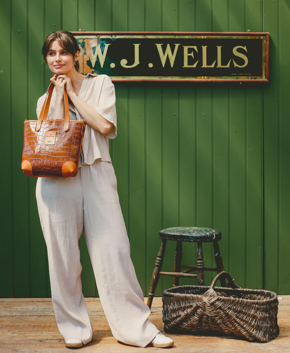 Small Tote - Tan Croc - Will Bees Bespoke