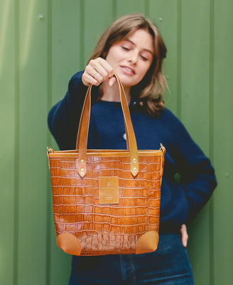 Small Tote - Tan Croc - Will Bees Bespoke