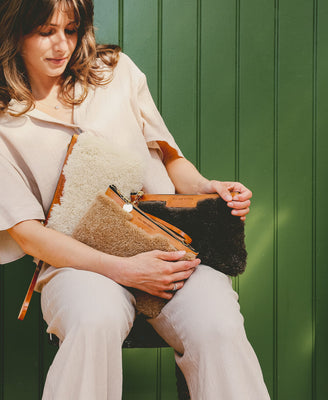 Diana 2 in 1 Clutch - Charcoal Sheepskin