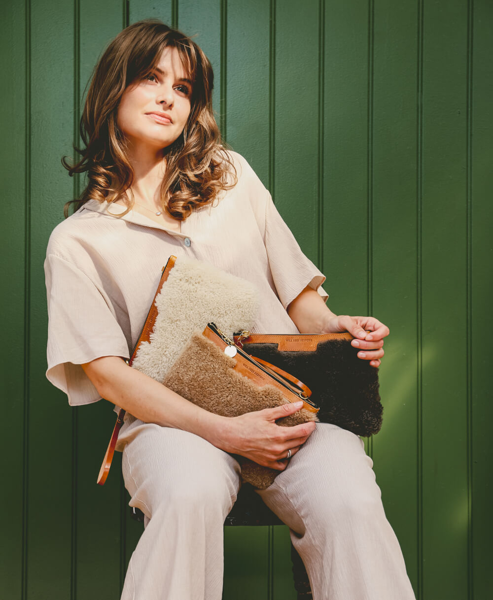 Diana 2 in 1 Clutch - Charcoal Sheepskin