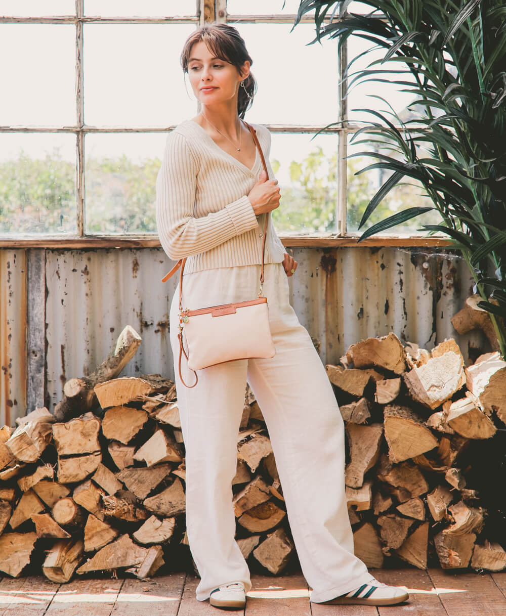 Diana 2 in 1 Clutch - Ecru Leather