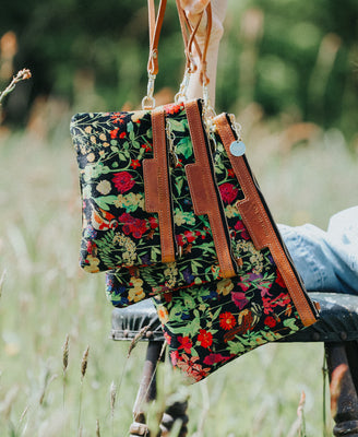Diana 2 in 1 Clutch - Woven Meadow in Bramble