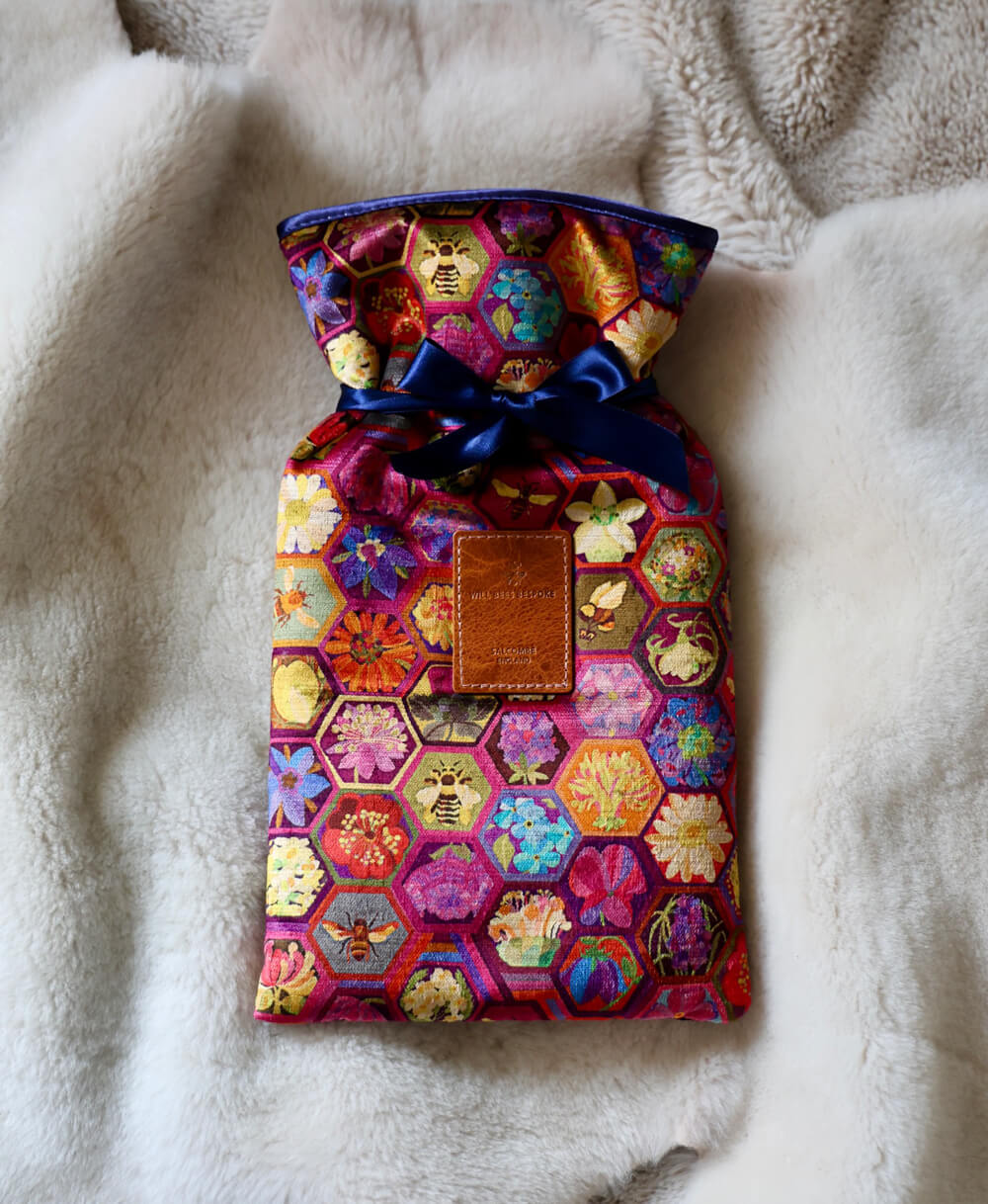 Hot Water Bottle & Cover - Hexagon Hive in Rose