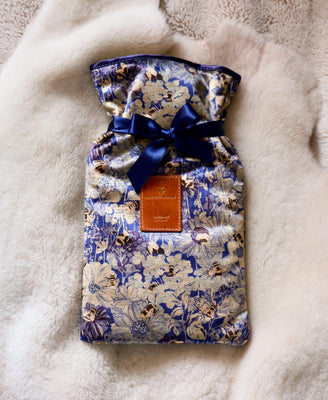 Hot Water Bottle & Cover - Bumblebee Haven in Blue Sea - Will Bees Bespoke