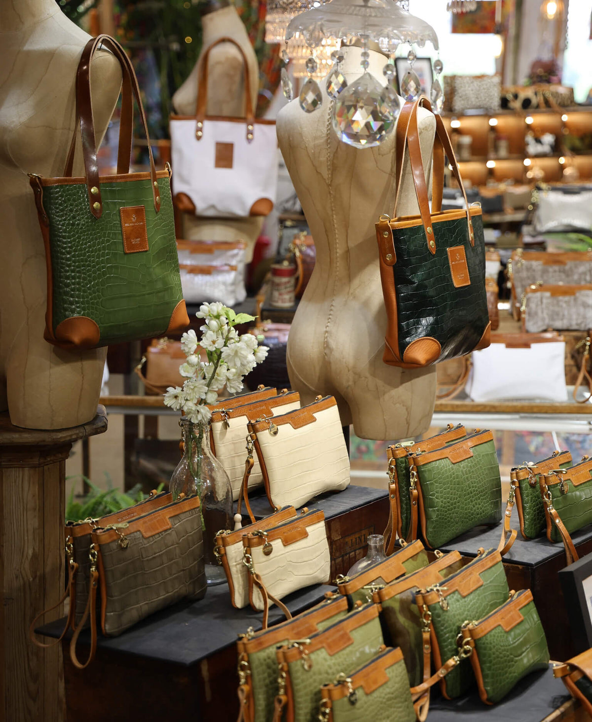Small Tote - Khaki Green Croc - Will Bees Bespoke