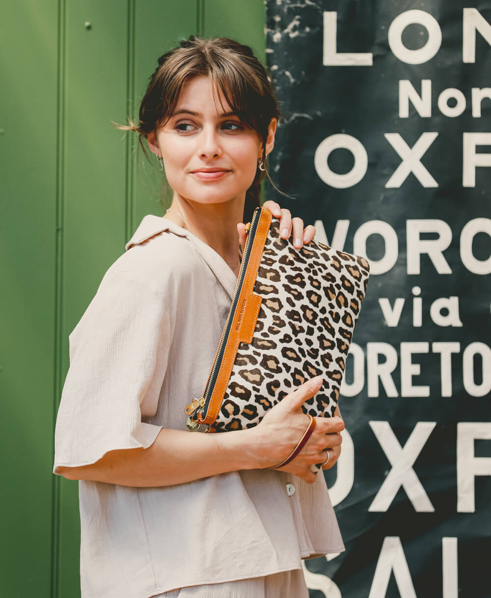 Oversized Diana 2 in 1 Clutch - White Leopard - Will Bees Bespoke