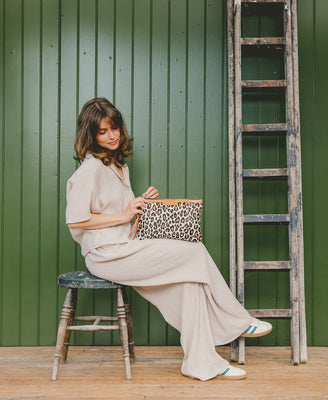 Oversized Diana 2 in 1 Clutch - White Leopard - Will Bees Bespoke