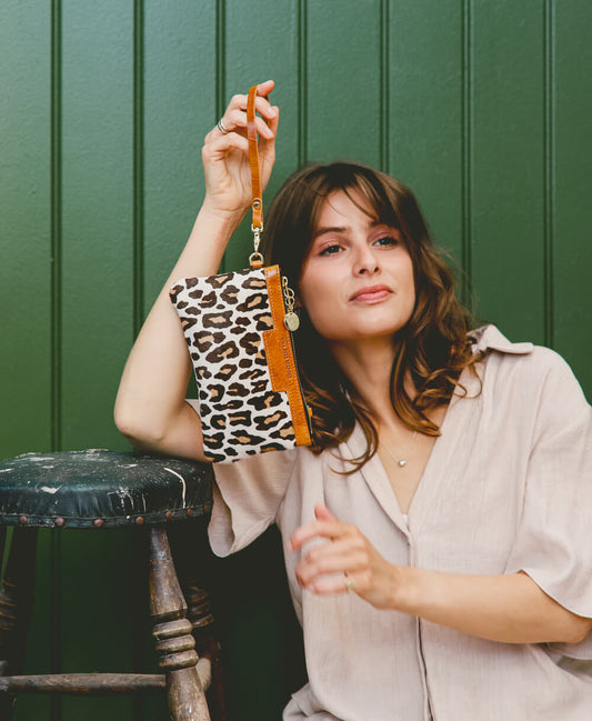 Mini Diana 2 in 1 Clutch - White Leopard