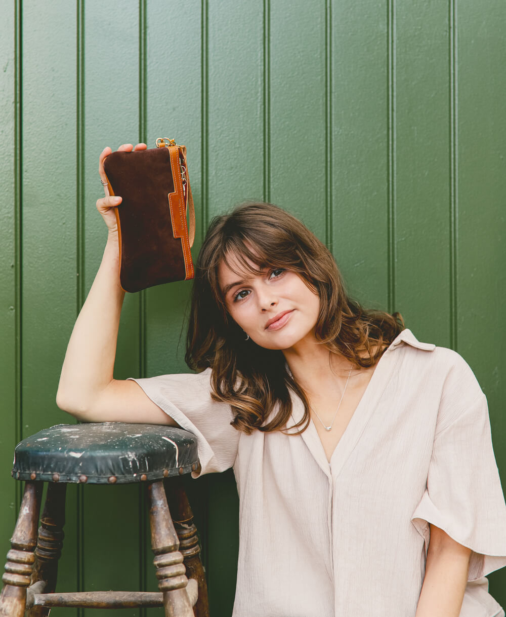 Mini Diana 2 in 1 Clutch - Chocolate Suede