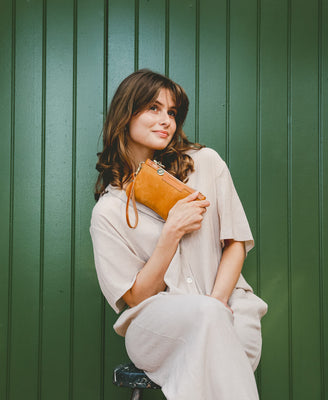 Mini Diana 2 in 1 Clutch - Light Tan Suede