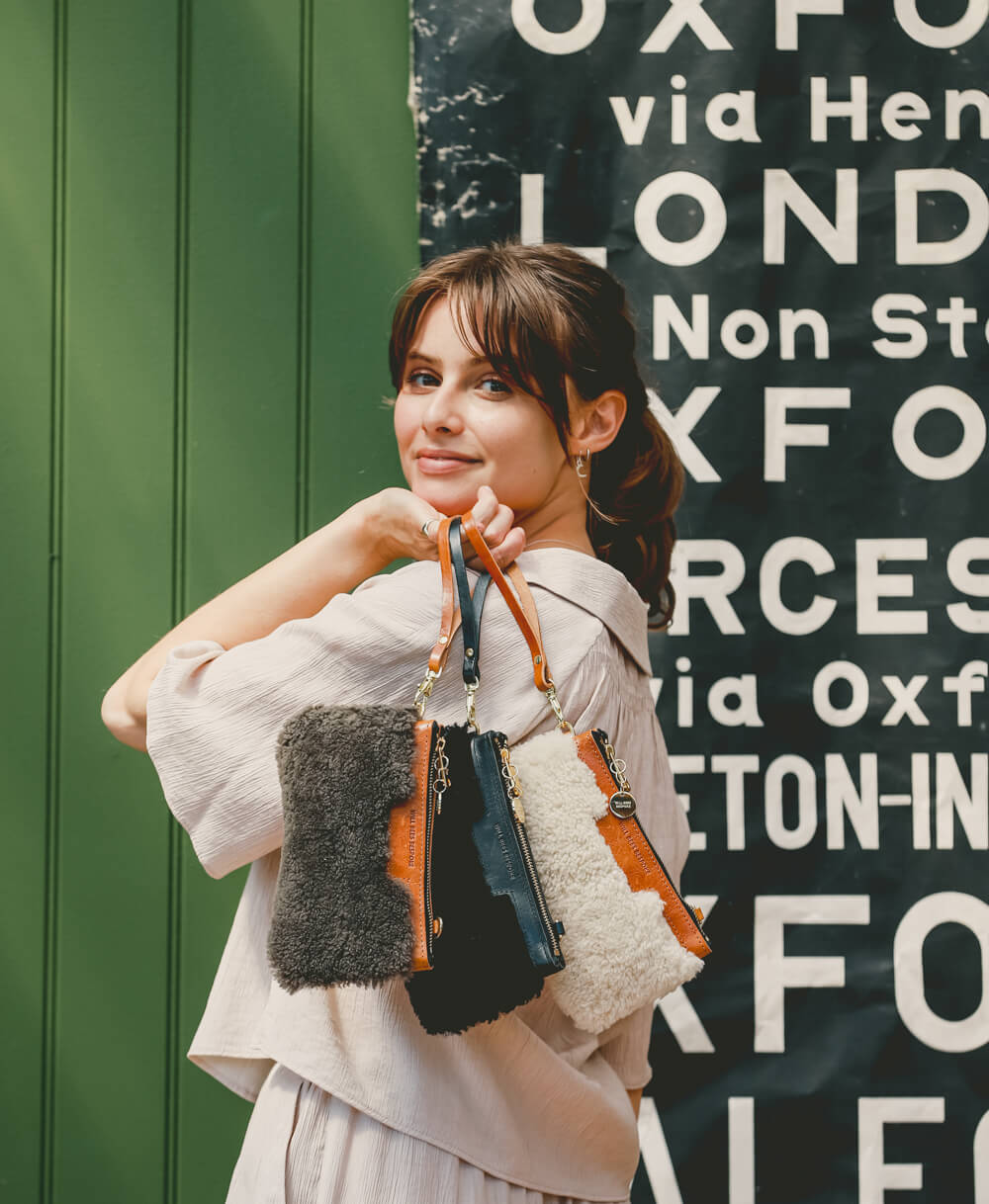 Mini Diana 2 in 1 Clutch - Charcoal Sheepskin