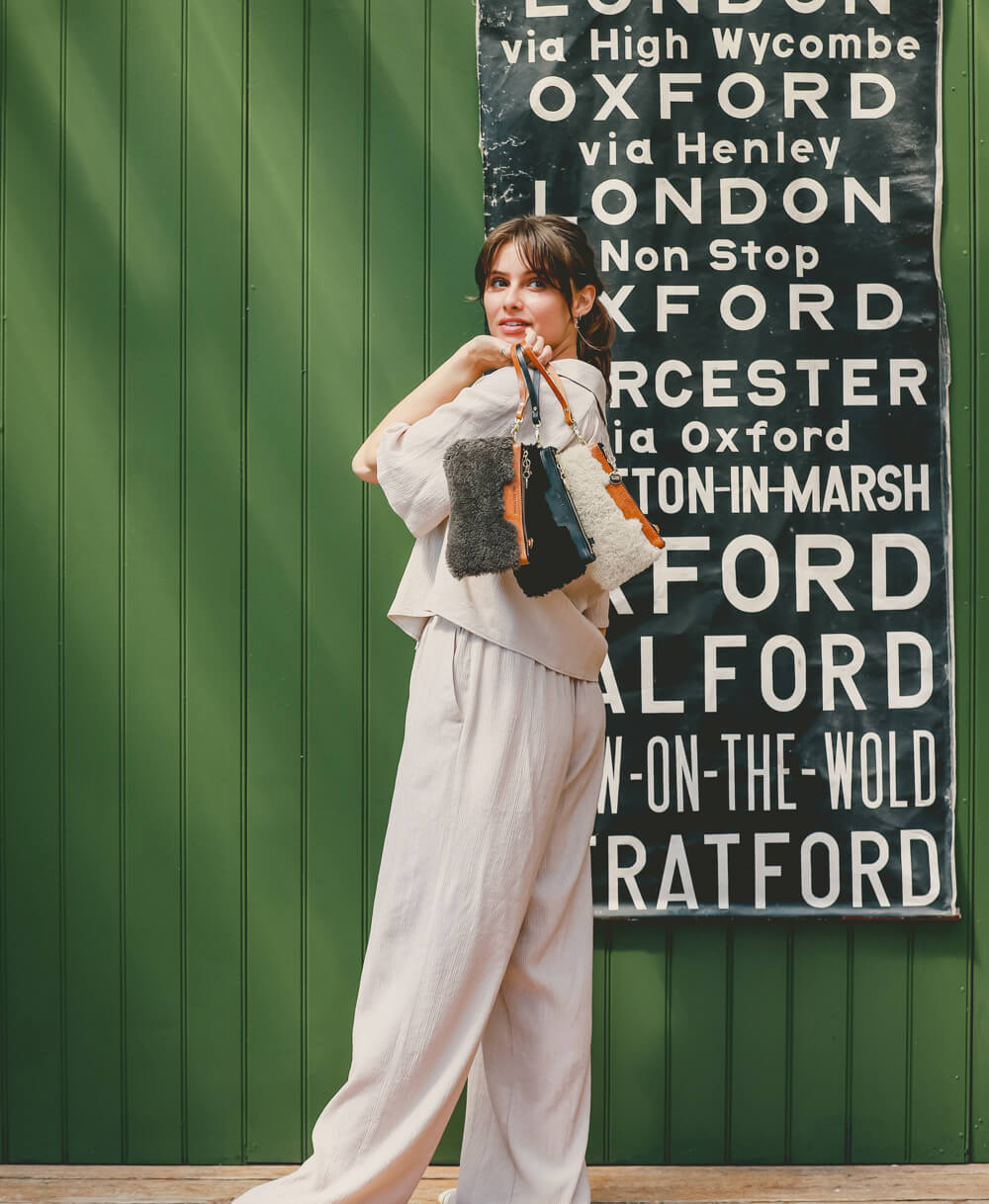 Mini Diana 2 in 1 Clutch - Charcoal Sheepskin