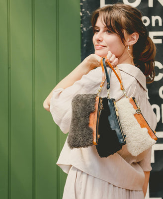 Mini Diana 2 in 1 Clutch - Charcoal Sheepskin