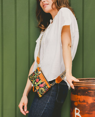 Mini Diana 2 in 1 Clutch - Woven Meadow in Bramble - Will Bees Bespoke