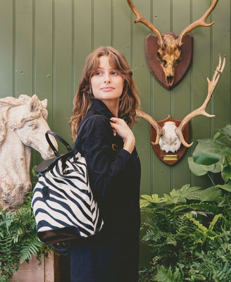 Gertie Backpack - Zebra Hair On Hide - Black Leather - Will Bees Bespoke