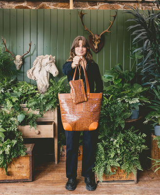 Medium Tote - Tan Croc - Will Bees Bespoke