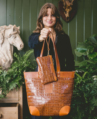 Medium Tote - Tan Croc - Will Bees Bespoke
