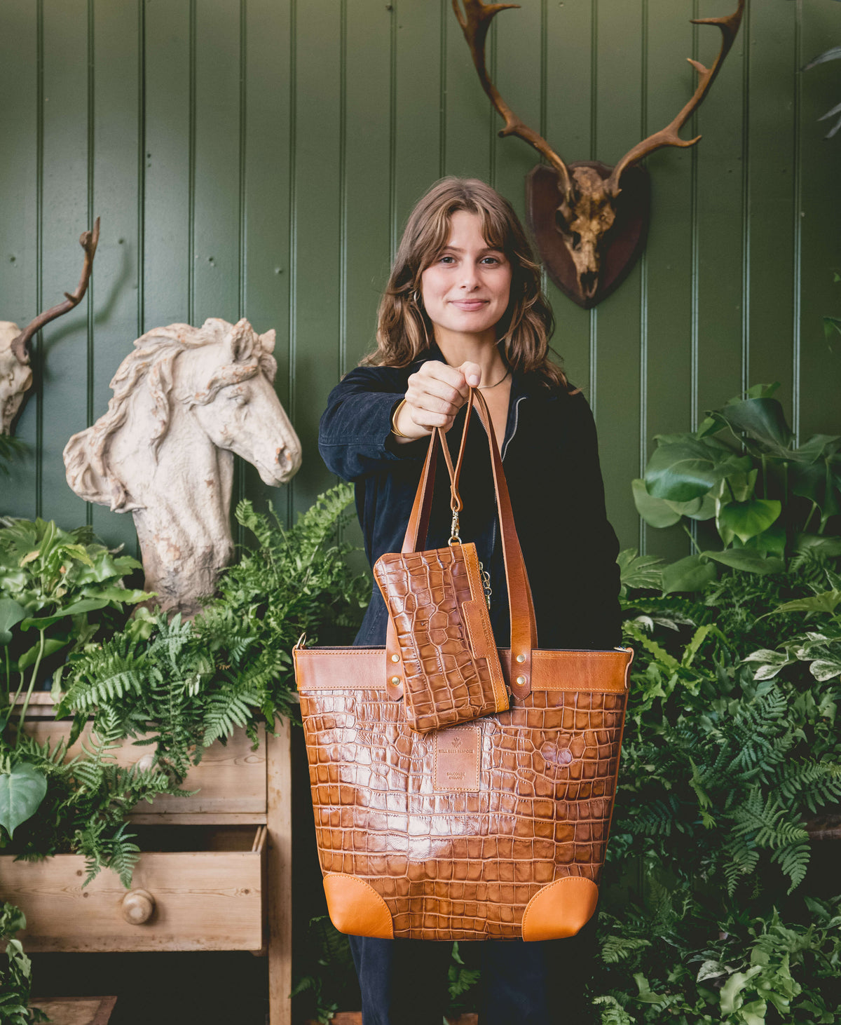 Medium Tote - Tan Croc - Will Bees Bespoke