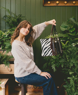 Diana 2 in 1 Clutch - Zebra Print - Black Leather - Will Bees Bespoke