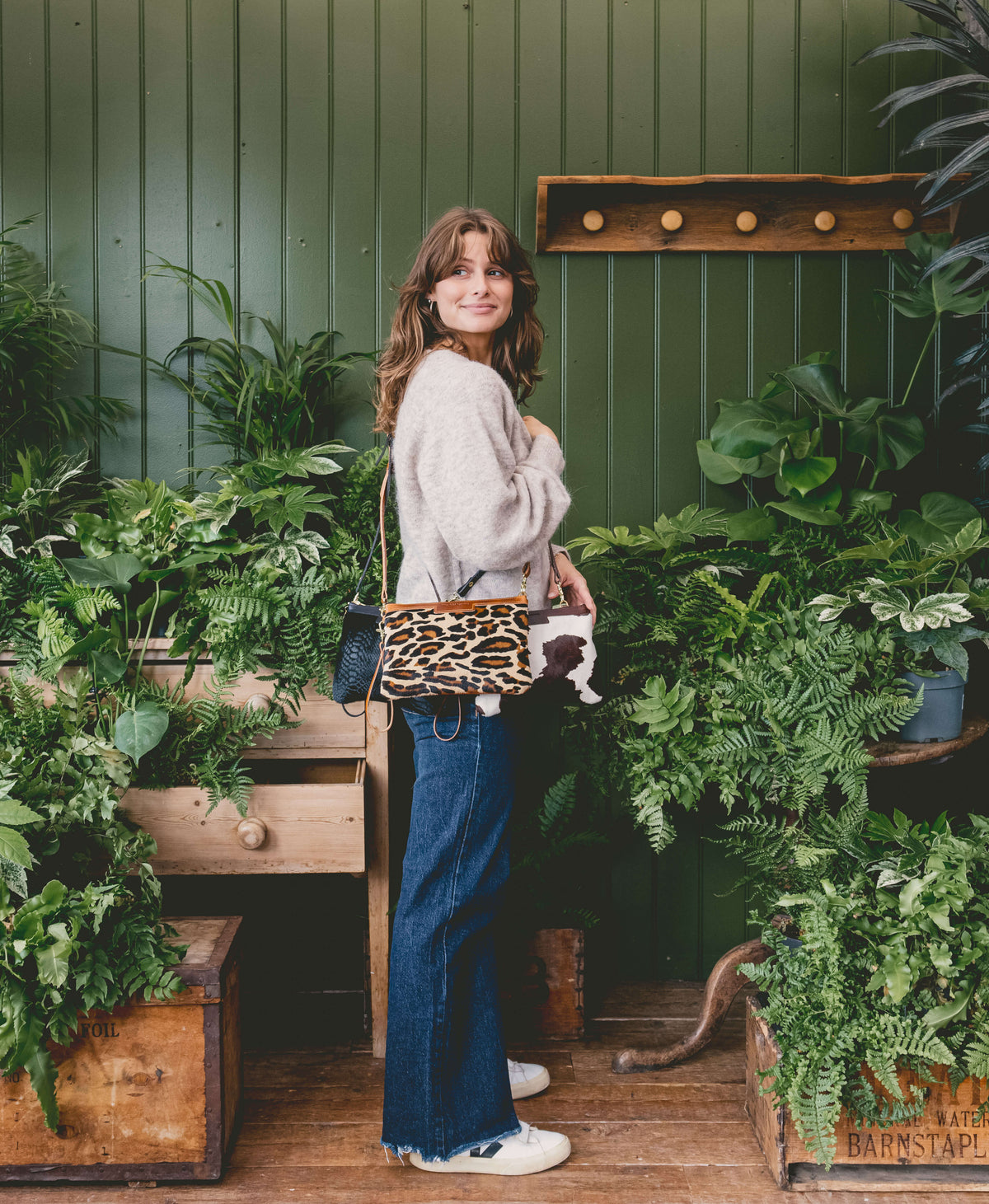 Diana 2 in 1 Clutch - Leopard Print - Tan Leather - Will Bees Bespoke