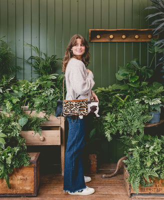 Diana 2 in 1 Clutch - Leopard Print - Tan Leather - Will Bees Bespoke