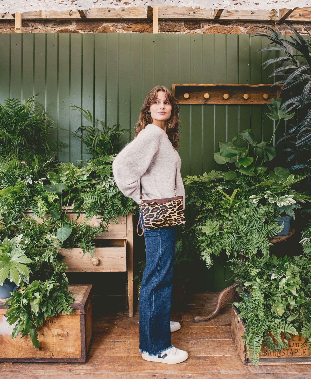 Diana 2 in 1 Clutch - Leopard Print - Brown Leather - Will Bees Bespoke
