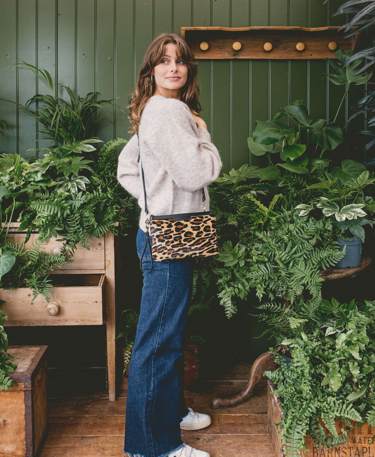 Diana 2 in 1 Clutch - Leopard Print - Black Leather - Will Bees Bespoke