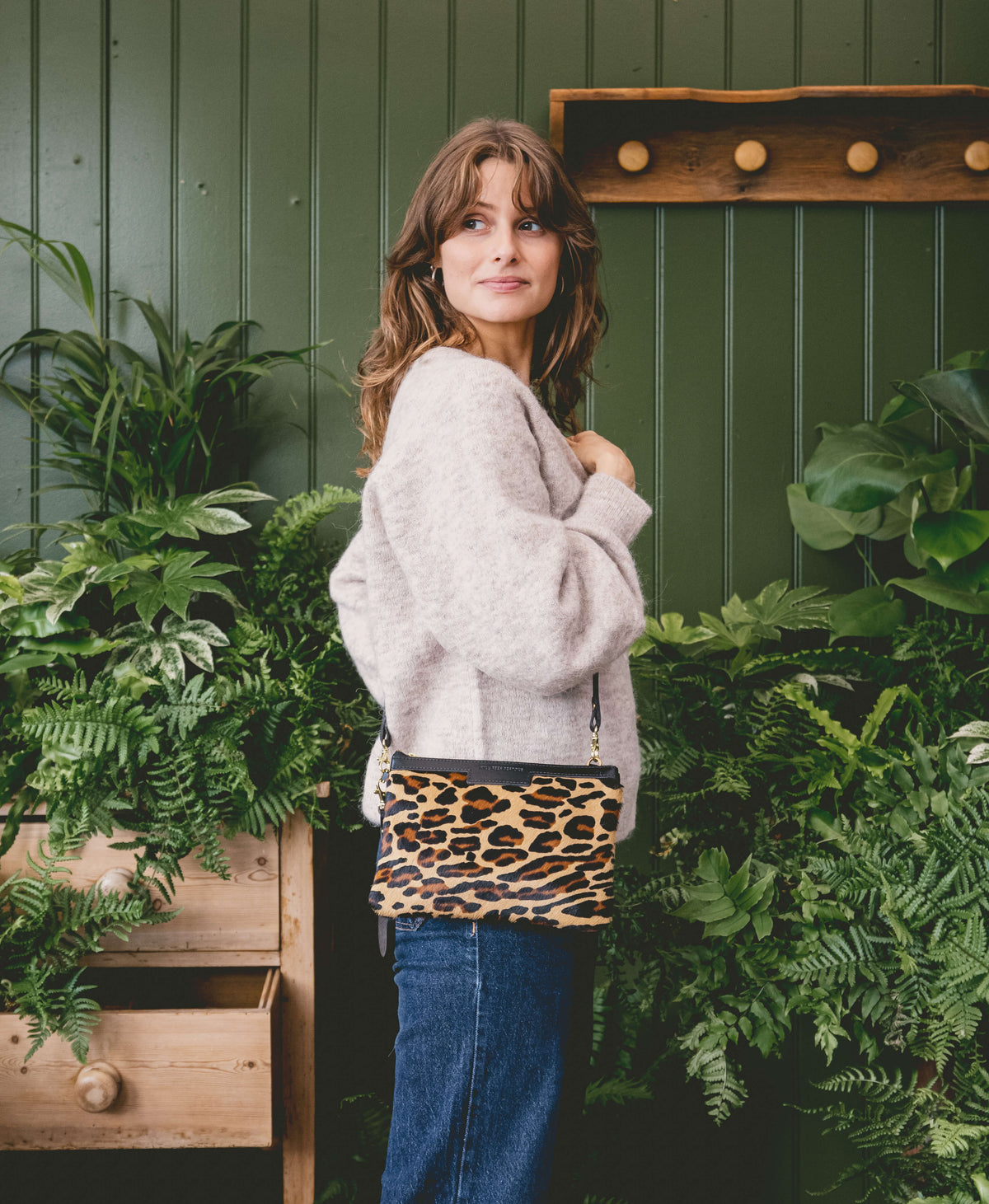 Diana 2 in 1 Clutch - Leopard Print - Black Leather - Will Bees Bespoke