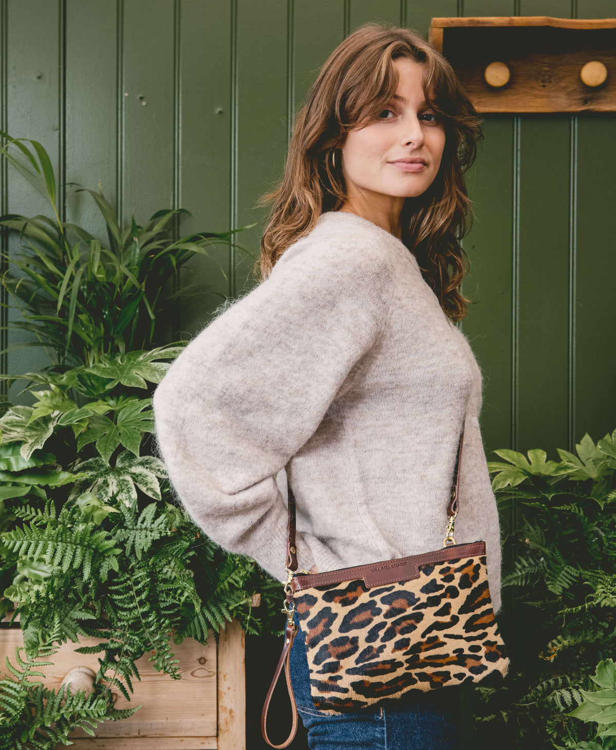 Diana 2 in 1 Clutch - Leopard Print - Brown Leather - Will Bees Bespoke