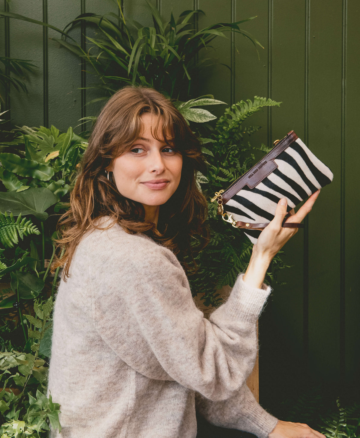 Mini Diana 2 in 1 Clutch - Zebra Print - Brown Leather - Will Bees Bespoke