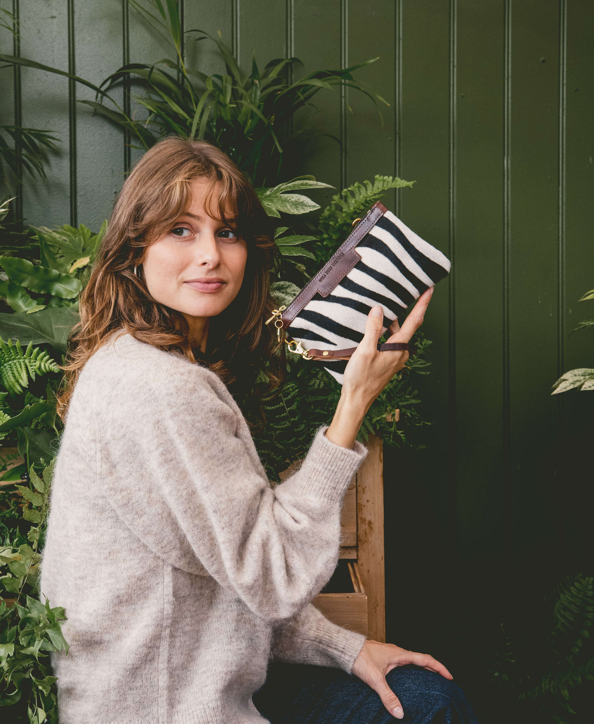 Mini Diana 2 in 1 Clutch - Zebra Print - Brown Leather - Will Bees Bespoke
