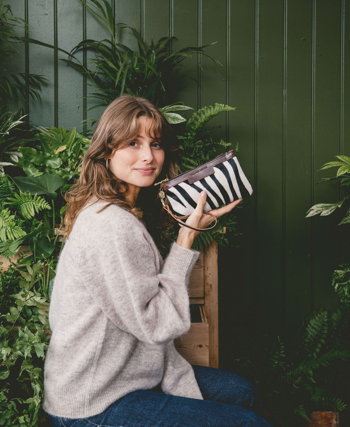 Mini Diana 2 in 1 Clutch - Zebra Print - Brown Leather - Will Bees Bespoke