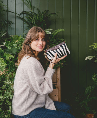 Mini Diana 2 in 1 Clutch - Zebra Print - Brown Leather - Will Bees Bespoke