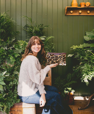 Diana 2 in 1 Clutch - Leopard Print - Brown Leather - Will Bees Bespoke