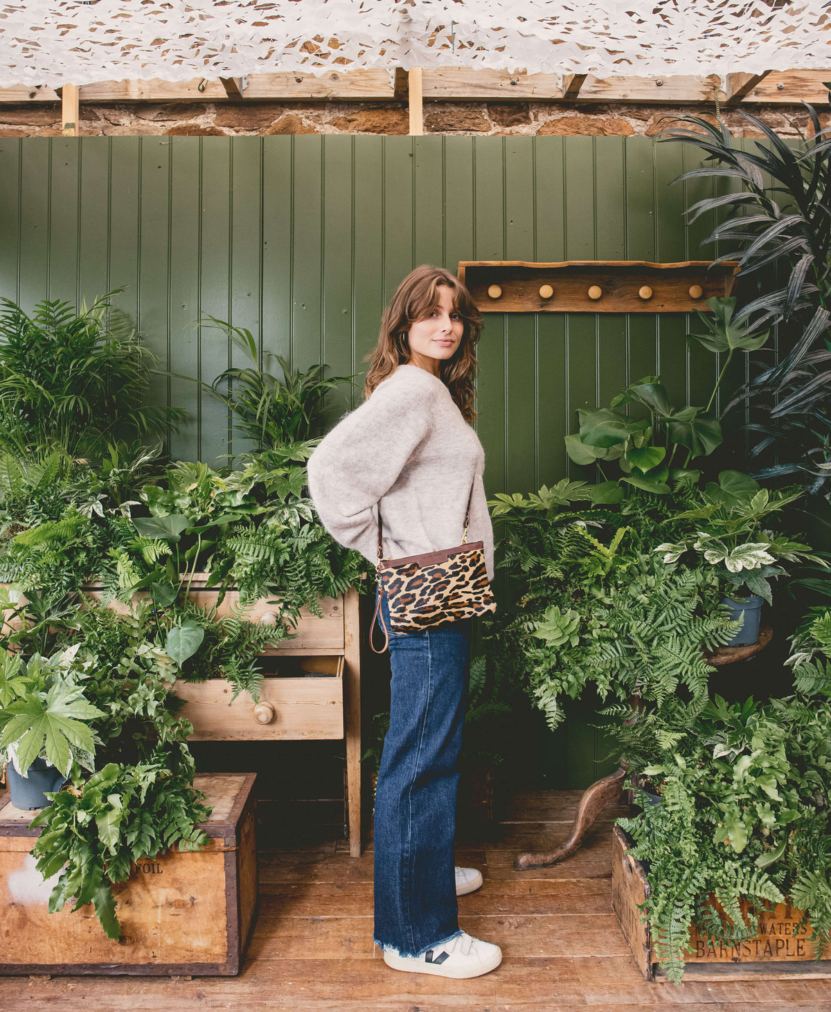 Diana 2 in 1 Clutch - Leopard Print - Brown Leather - Will Bees Bespoke
