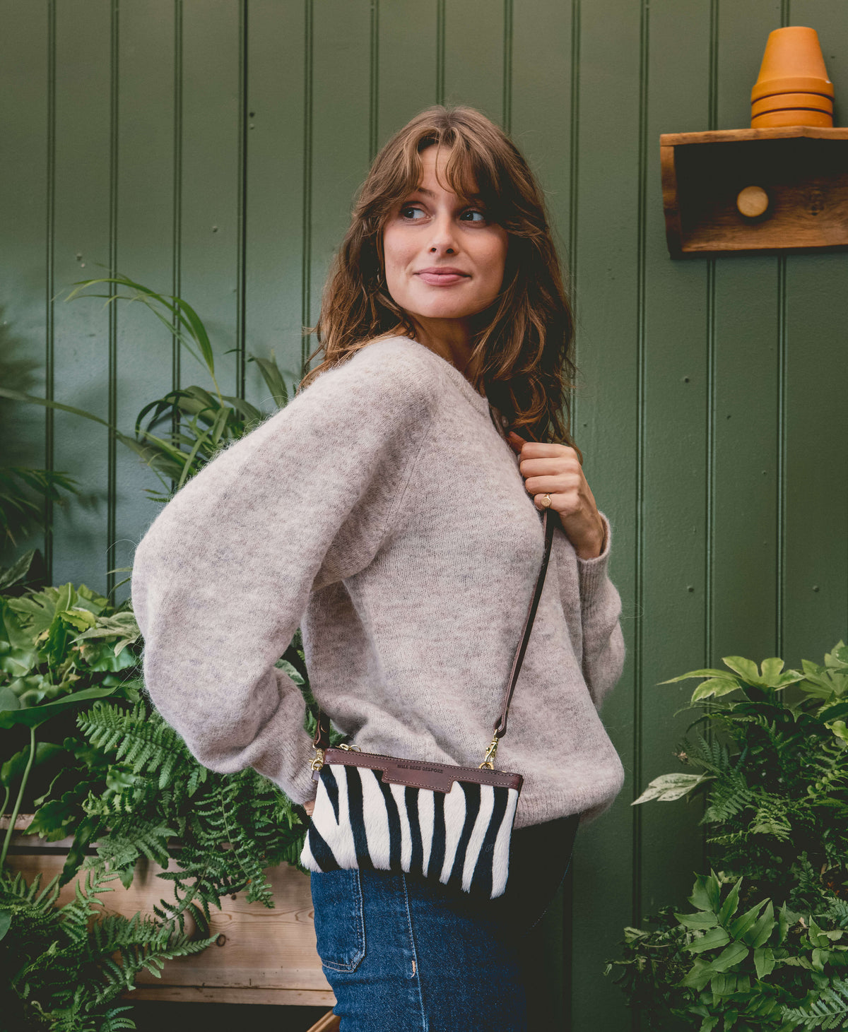 Mini Diana 2 in 1 Clutch - Zebra Print - Brown Leather - Will Bees Bespoke