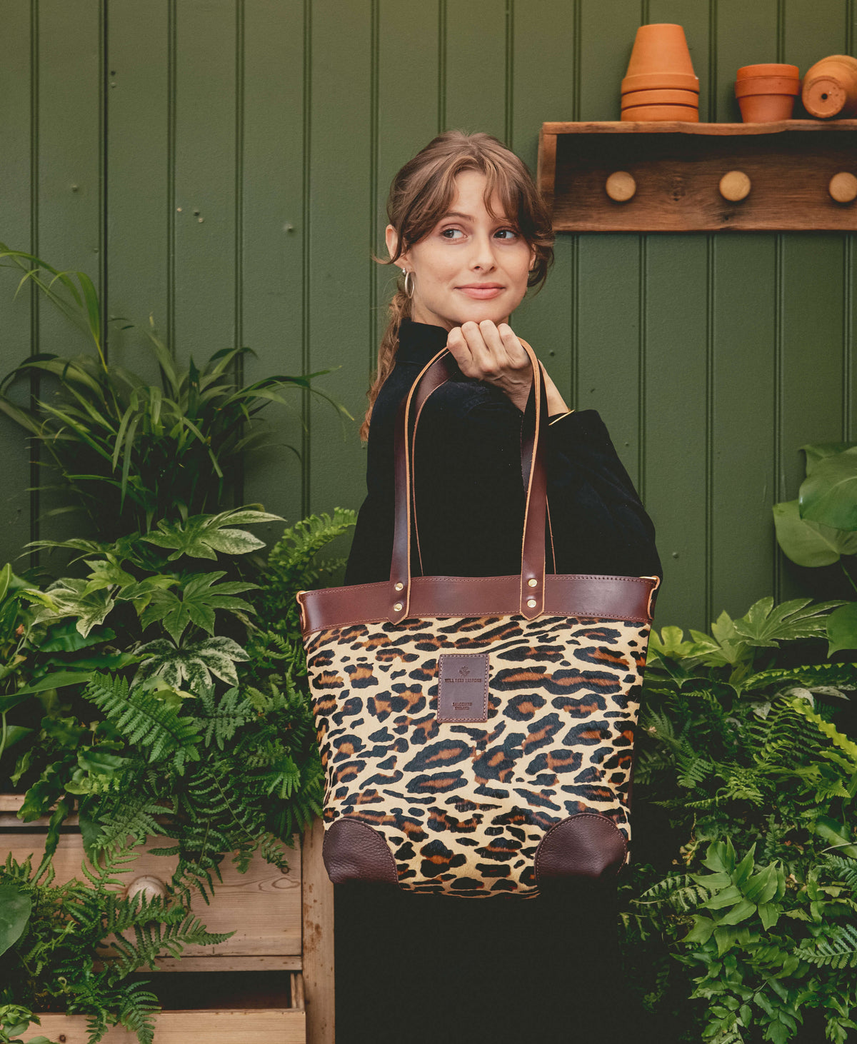 Medium Tote - Leopard Print - Brown Leather - Will Bees Bespoke