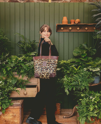 Medium Tote - Leopard Print - Brown Leather - Will Bees Bespoke
