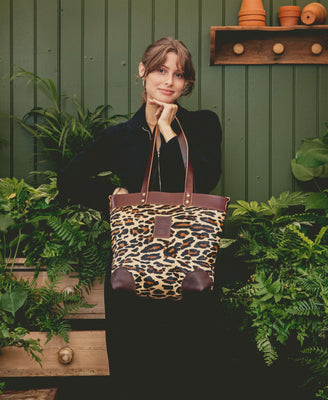 Medium Tote - Leopard Print - Brown Leather - Will Bees Bespoke