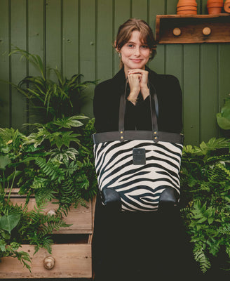 Medium Tote - Zebra - Black Leather - Will Bees Bespoke