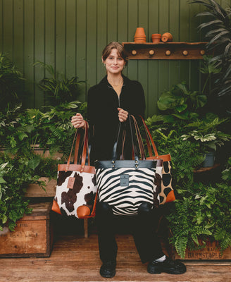 Medium Tote - Leopard Print - Brown Leather - Will Bees Bespoke