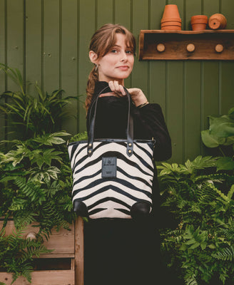 Small Tote - Zebra - Black Leather - Will Bees Bespoke