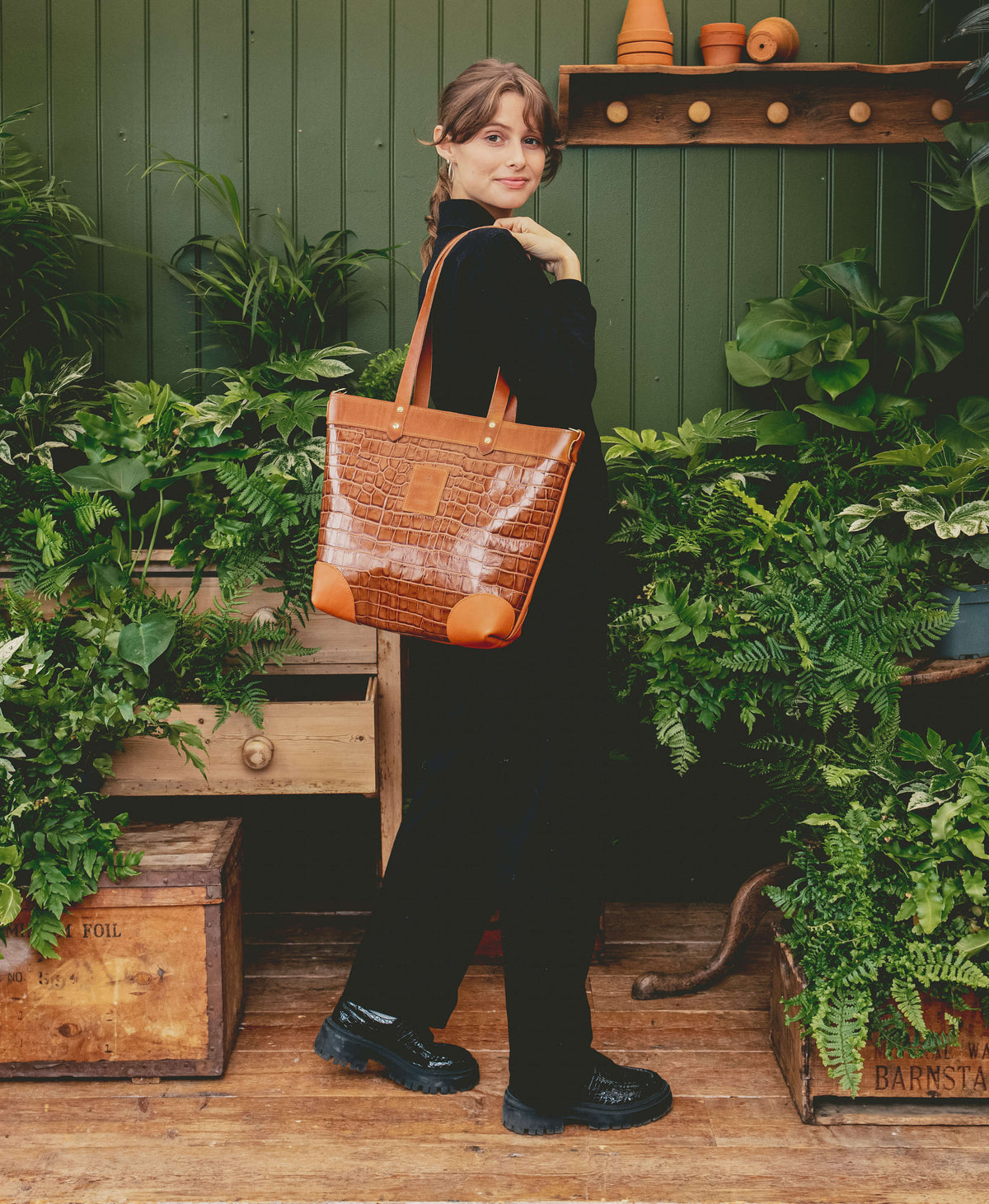 Medium Tote - Tan Croc - Will Bees Bespoke